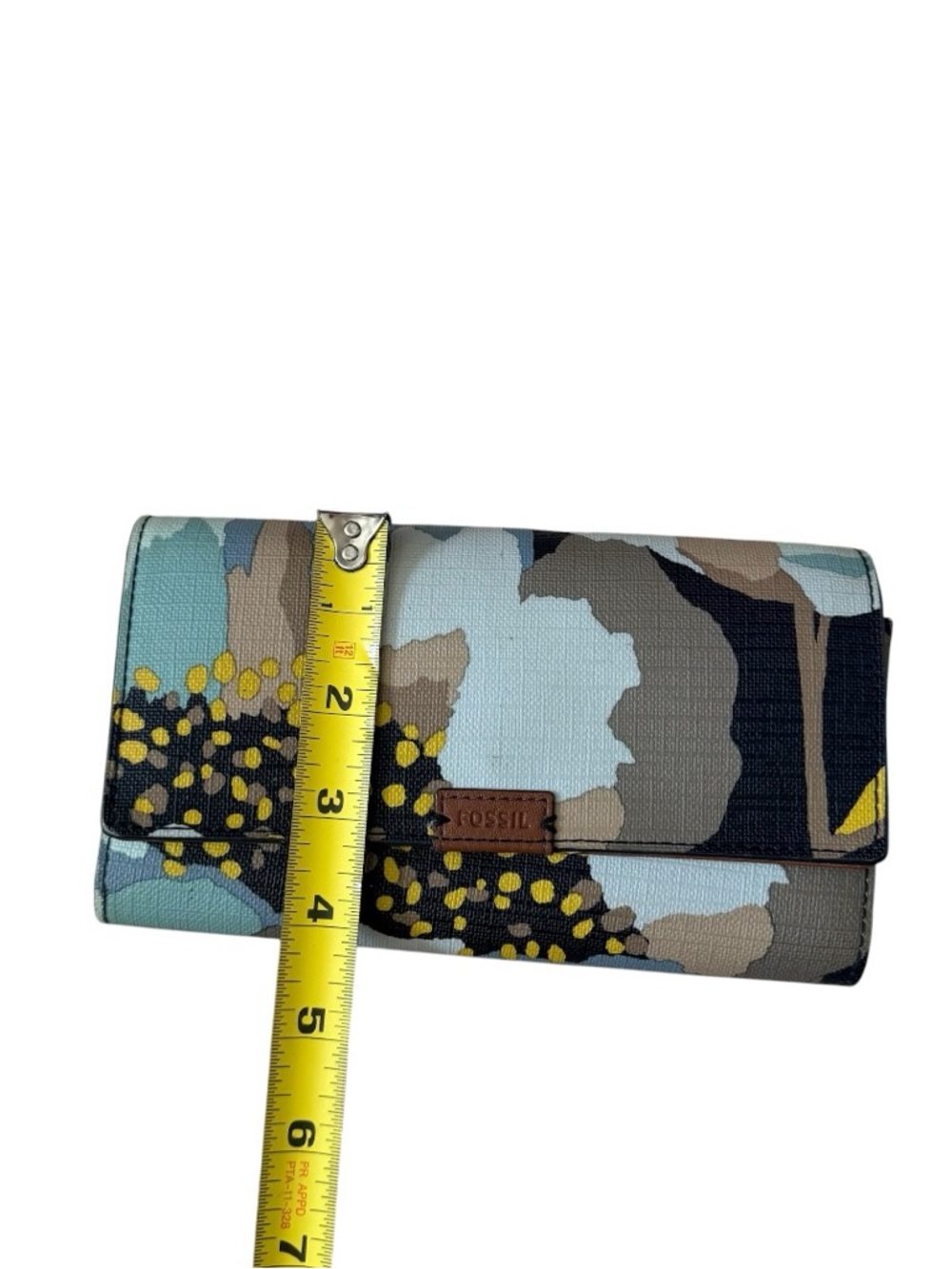 Fossil Floral Clutch Wallet in Light Blue, Yellow, Black and Tan - Picture 11 of 11